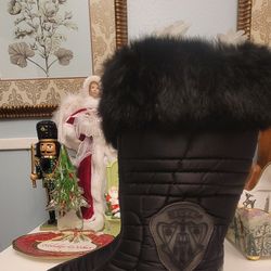  Gucci Hysteria Black Snow Boots W/ Rabbit Fur