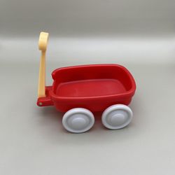 Vintage Fisher Price Loving Family Dollhouse Furniture Doll Red Wagon Nursery Toy