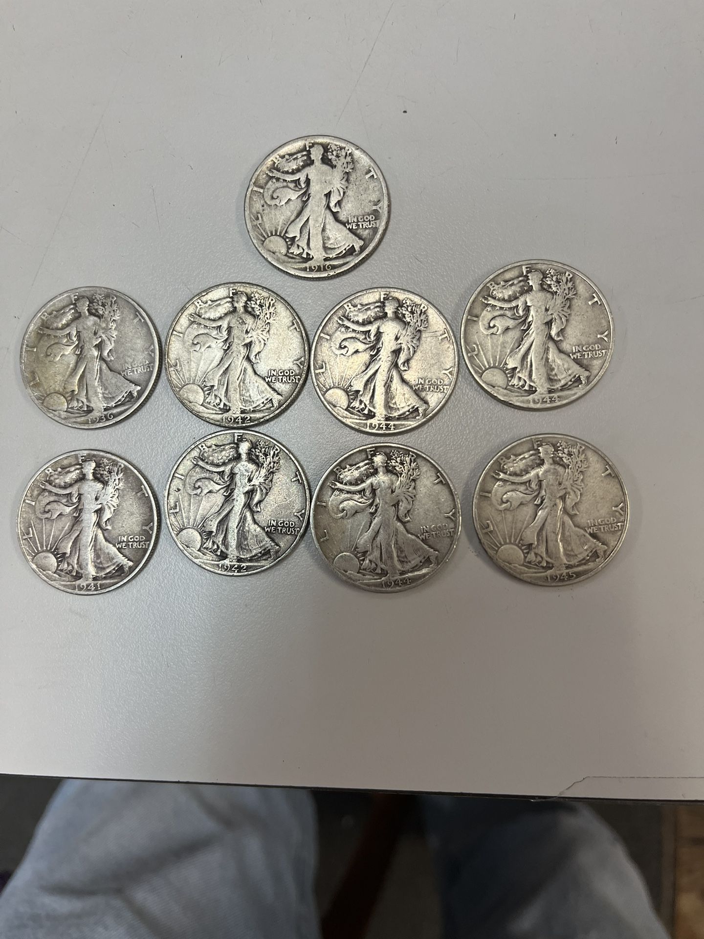 9 Walking Liberty Halfs Silver