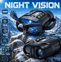 Night Vision Binoculars - 5W IR Night Vision Goggles with 3' IPS Screen, 1080P HD Video, 10X Zoom, 800m Night Range - for Hunting, Camping, Ranch Secu