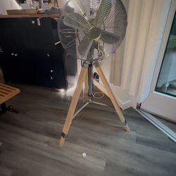 Wood Metal Silver Fan