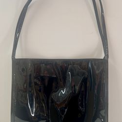 Unbranded women’s shoulder bag black vinyl medium size