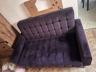 Purple Tufted Velvet Loveseat Sofa