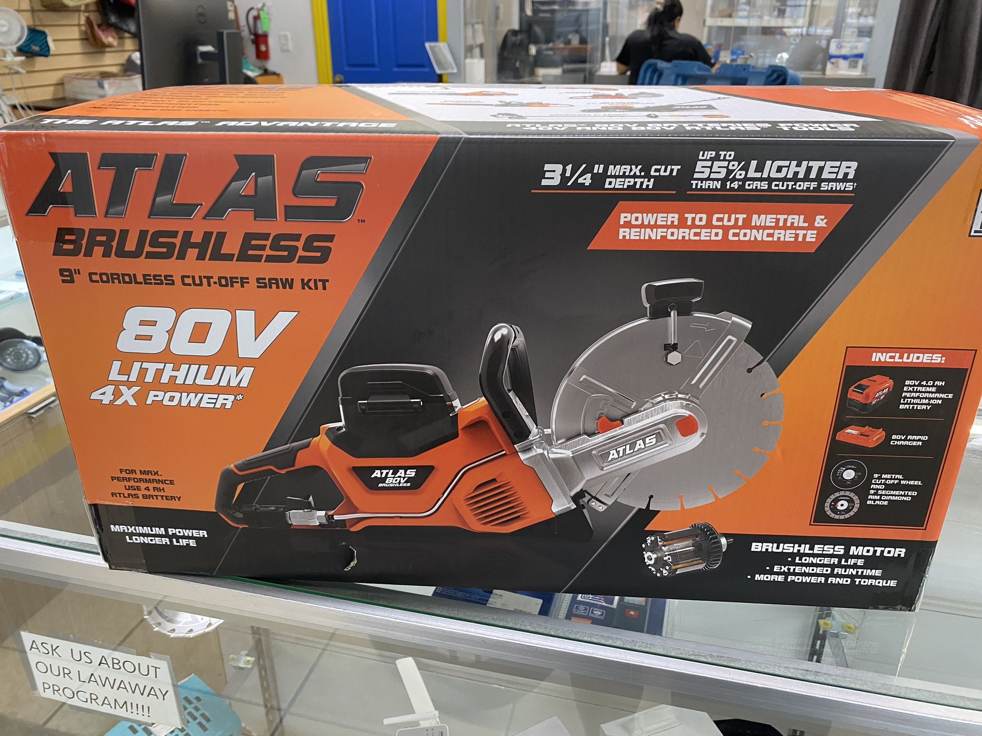Atlas 80V Lithium Brushless 9" Cordless Cut-Off Saw Kit 59660 Brand New SEALED