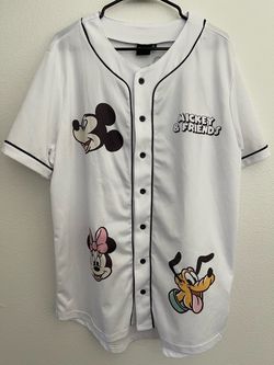 Disney Mickey & Friends Baseball Jersey White XL Mickey Minnie Goofy Donald