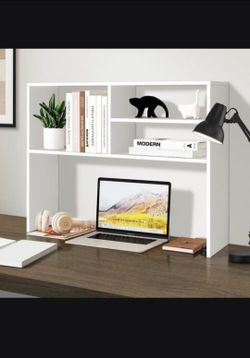 White Desk Storage Shelf / Desktop
Organizer Hutch/ Bookshelf for Desk