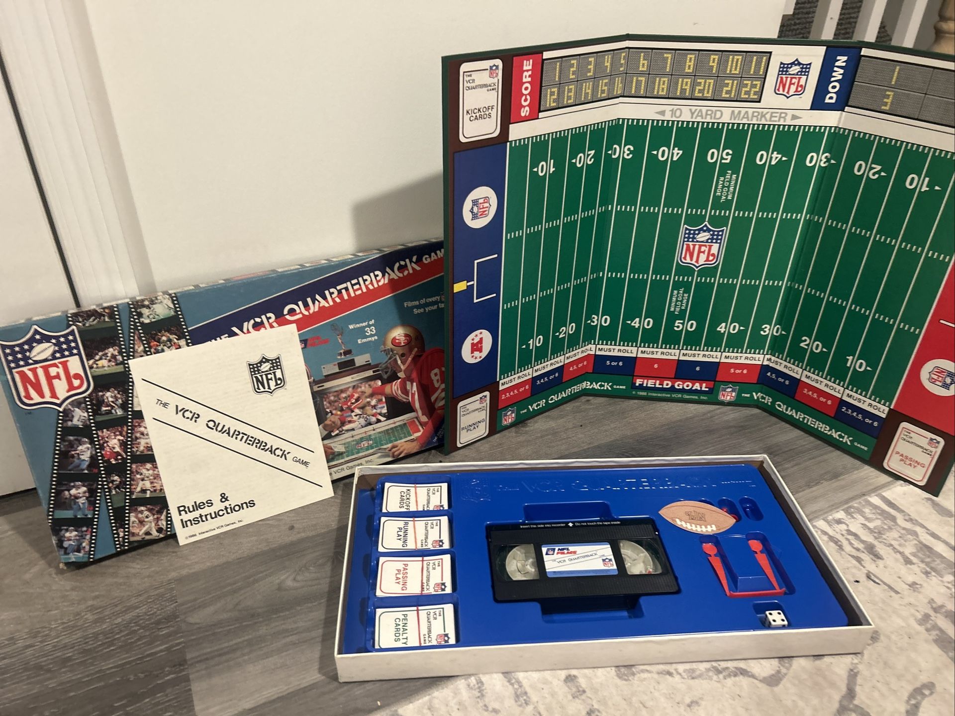 SHIP ONLY!!!FULL SET!! THE NFL VCR QUARTERBACK BOARD GAME. INSTRUCTIONS INCLUDED!!! 1986