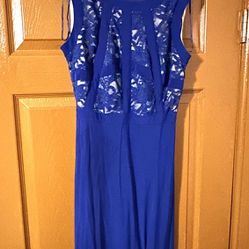 Royal Blue Morgan And Co Dress, Size 7-8, Glittery Top, Elegant Design 