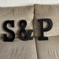 Wall Hanging Wooden Block Black Initials