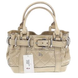 Like New Burberry Beige Quilted Patent Handbag