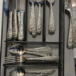 Towle Silverware Set With Floral Etching 