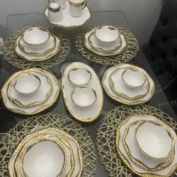 Ceramic Gold And White Set Of 6 