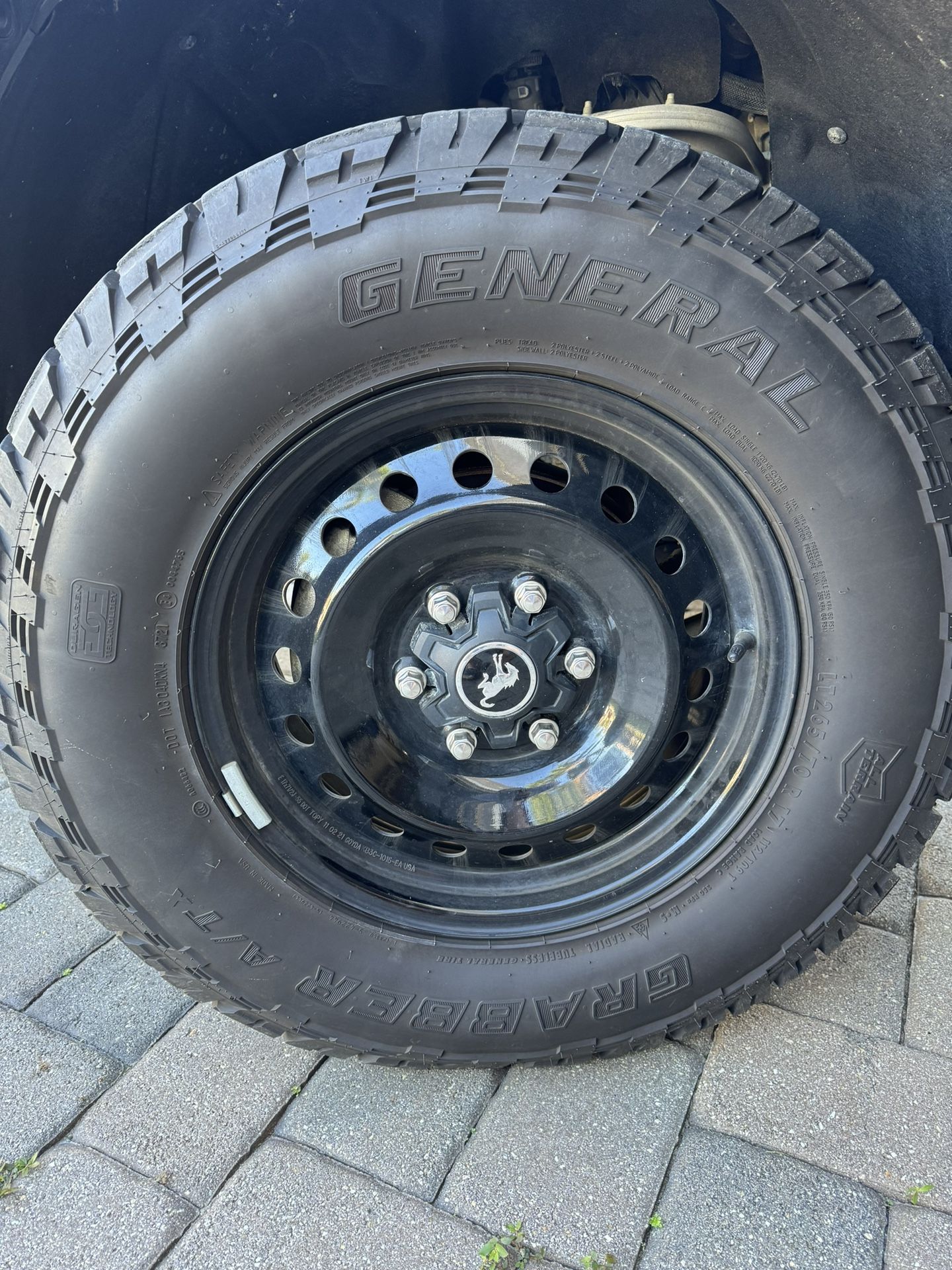 Ford Bronco Black Diamond Steelies with General Grabber tires.