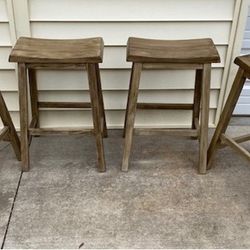 New, Trenton Counter Height Dark Gray Wash Saddle Stools, Set of 4,Threshold
