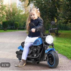 Kids Blue Electric Motorcycle with Training Wheels 