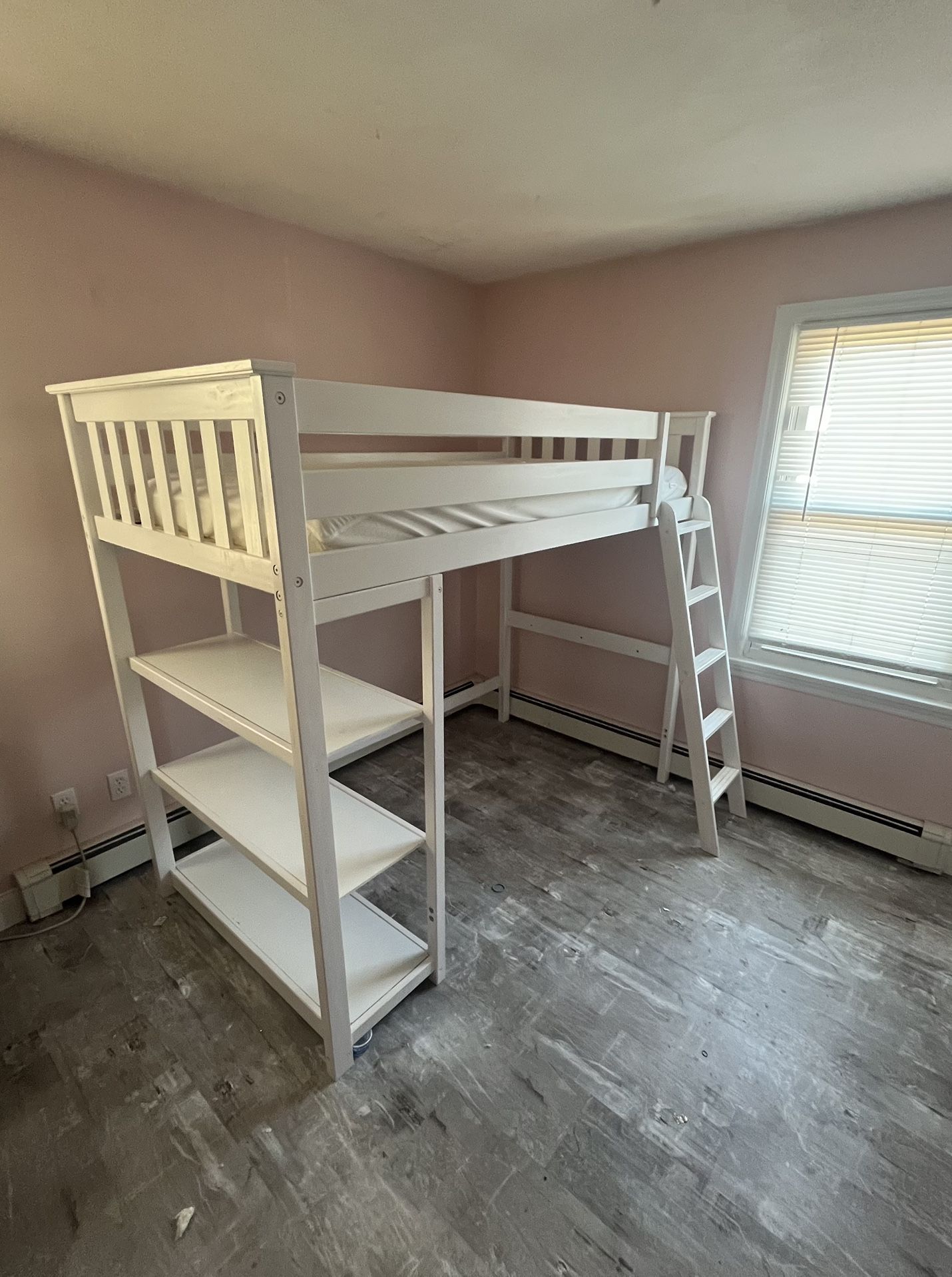 Twin Loft Bed With Bookcase & Desk