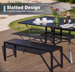 VICLLAX Outdoor Bench 1 Piece, 51" Long Garden Bench, Backless Porch Patio Bench Metal Park Bench, Black