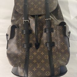 LOUIS VUITTON—Monogram Macassar Canvas Backpack—Christopher MM