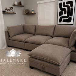 NEW Mocha Performance Fabric Cloud Sectionals