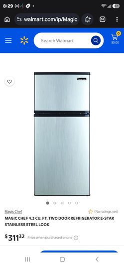 MAGIC CHEF 4.3 Cu ft 2-Door Refrigerator E-Star Stainless Steel Look:
Magic Chef 4.3 cu. ft. Refrigerator
