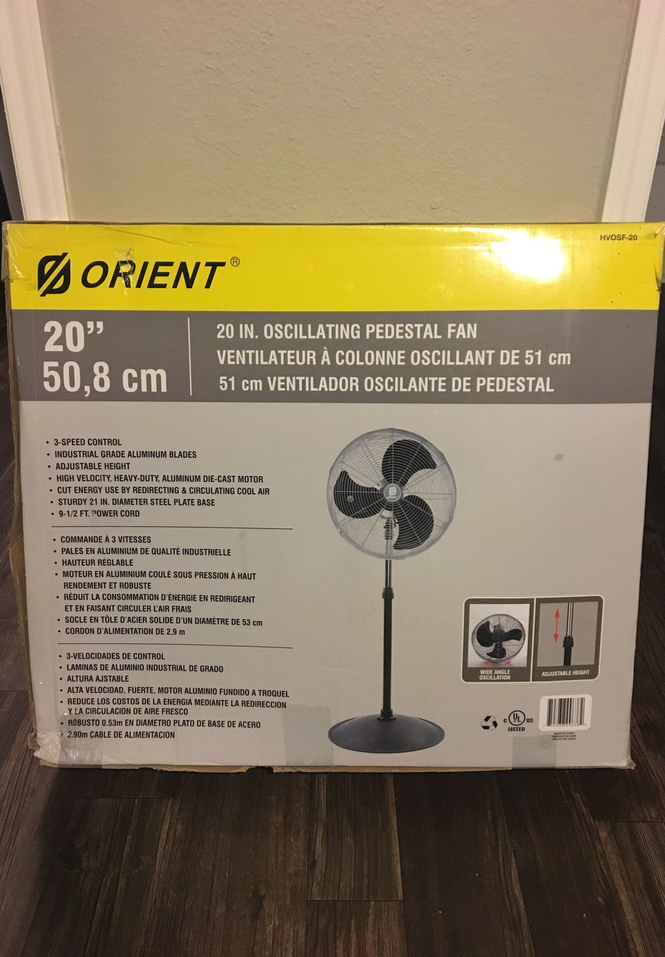 Orient 20” Oscillating Pedestal Fan