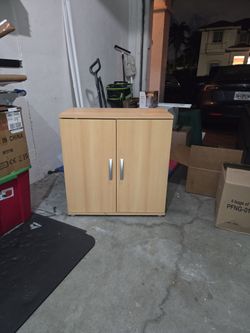 Light Wood Two-Door Storage Cabinet