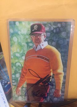 Signed Goal Line Art card>Joe Gibbs