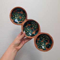 3 Section Wood Turtle Bowl