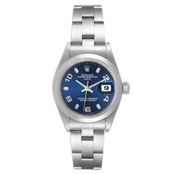 Ladies Rolex 26mm DateJust Stainless Steel Watch with Midnight Blue Dial and Smooth Bezel. (322-14501)
