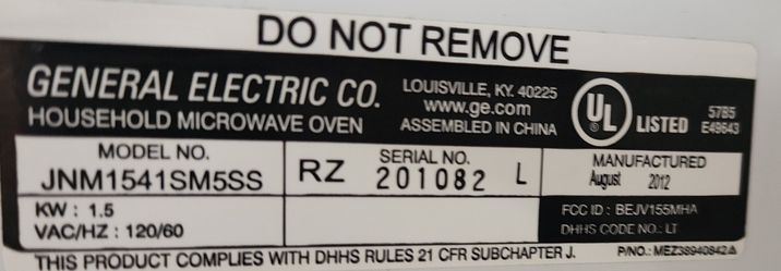 Ge microwave model jnm1541sm5ss deals