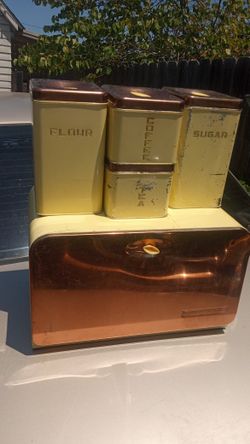 Vintage Bread Box And Canister Set