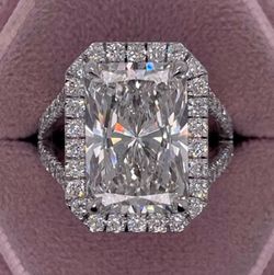 14k White Gold 4.90Ct Radiant Cut Lab Diamond Engagement Ring