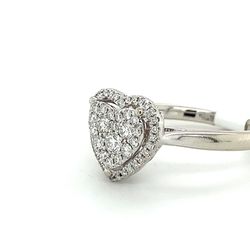14kt White Gold Diamond Heart Ring Cluster Diamonds 3.80grams Size 7 147996 1 