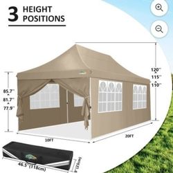 10x20 Pop up Canopy con 6 Paredes Laterales Extraíbles, Carpas de Canopy Impermeables Al Aire Libre para Bodas de Fiesta, Refugio Instantáneo de Prote