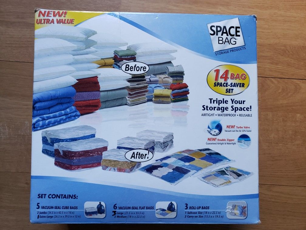 Space Bag Travel Variety Pack 11 Bags 5 Cube Bags 5 Flat bags 3 Roll up Bags