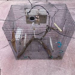 BIRD CAGE WITH NEST BOX, 26” W 24” H 16D.  $100.00 