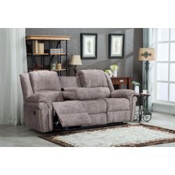 SOFA POWER RECLINER COUCH USB POWER BROWN FABRIC
