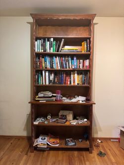 Vintage Solid Wood Mid Century Colonial Style Bookcase Display Shelf Cottage Farmhouse