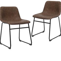 SONGMICS Dining Chairs, Set of 2 Mid-Century Modern Kitchen Chairs with Backrest, Metal Legs, Comfortable Wide Seat, Synthetic Leather Cover, Load Cap
