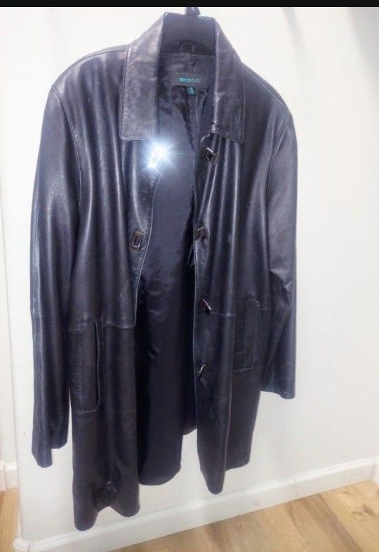 Black Leather women's XL coat  - pick up only Ray and Higley 