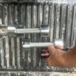 Pair Of (2) 5lb Chrome Dumbbells 