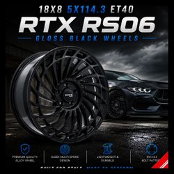 🔥 18x8 5x114.3 RTX RS06 GLOSS BLACK WHEELS 🔥
