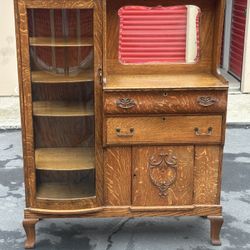 Oak Curio Cabinet - Antique 