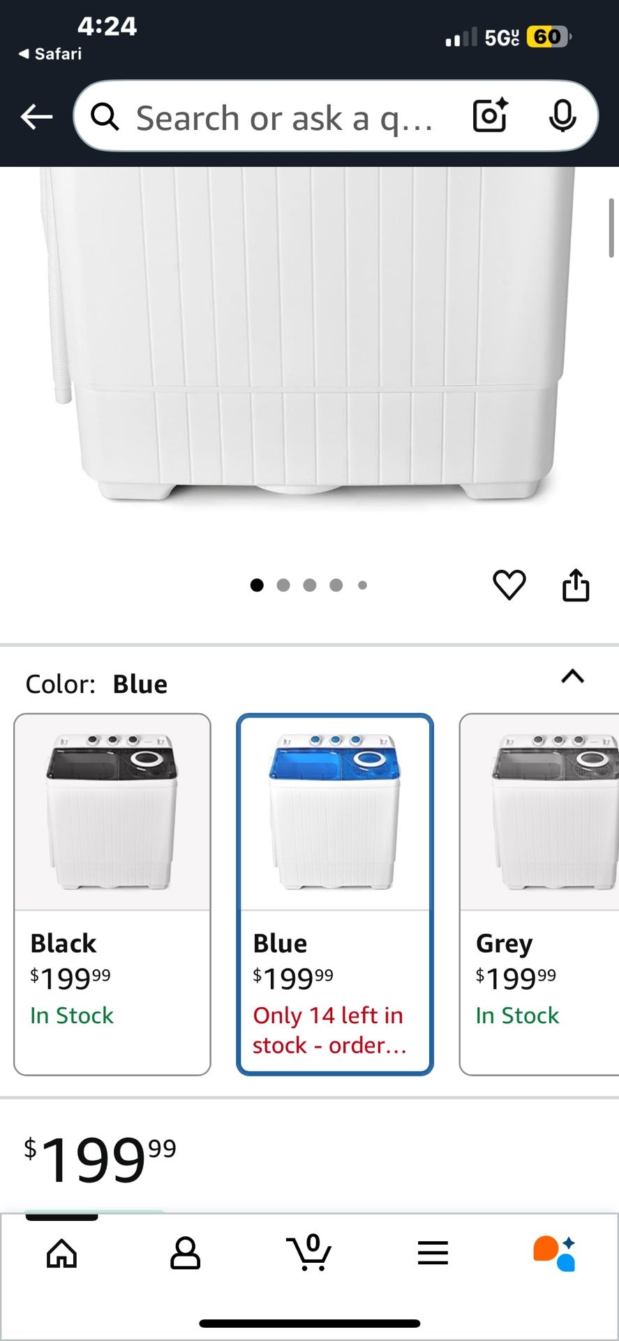 COSTWAY Portable Washing Machine, 2-in-1 Twin Tub 26lbs Capacity Laundry Washer(18lbs) and Spinner(8