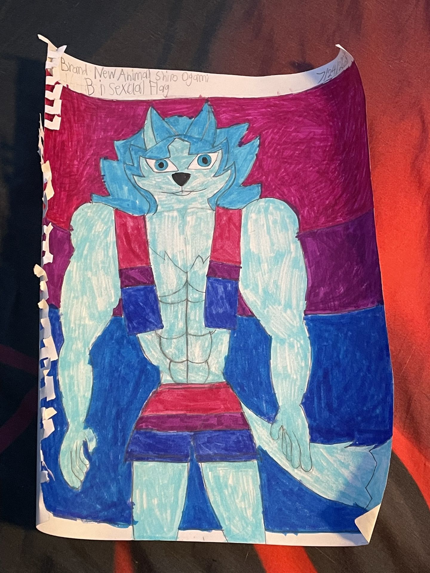 Vibrant Blue and Red Illustrated Art Piece