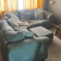 Sea Foam Colored L-shaped Sofa