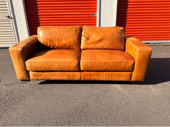 Leather MCM square arm sofa
