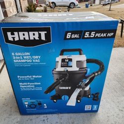 hart 3-in-1 wet/dry shampoo vac, 6 gallon 5.5 peak hp vacuum cleaners