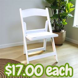 Brand New White Resin Folding Chairs – Heavy-Duty, Pro- Quality 1 YR Manufacturer Warranty