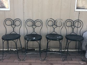 Vintage Ice Cream Chairs Original Wood Seat